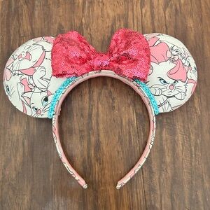 Pink Sequin Bow Marie Cat Ear Headband